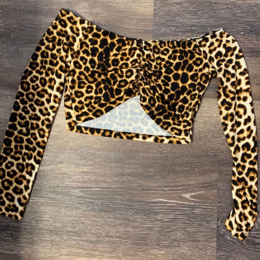Off Shoulder Cheetah Crop Top